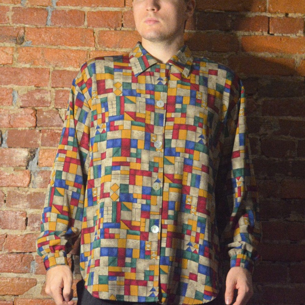 Vintage Artsy Geometric Pattern Top